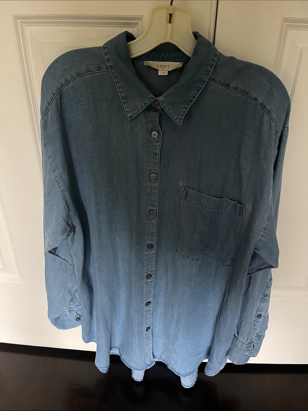 LOFT Men's Light Blue Chambray Button-Down Shirt